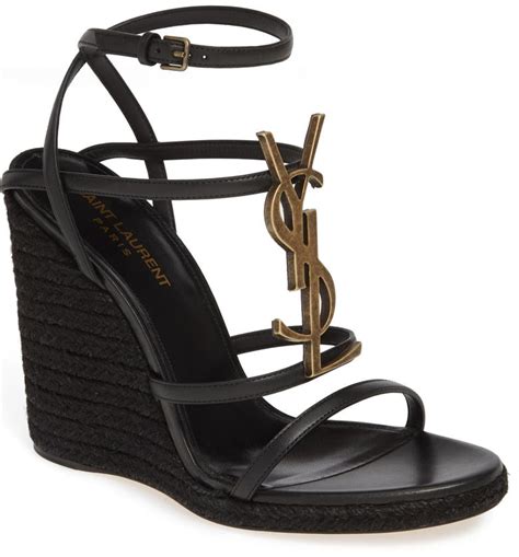 cassandra ysl logo wedge sandal